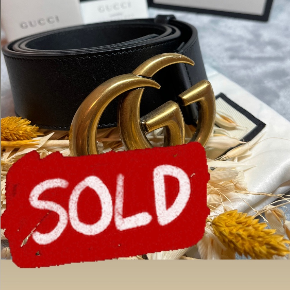 Gucci Double G leather belt, 80/32, Pre-owned